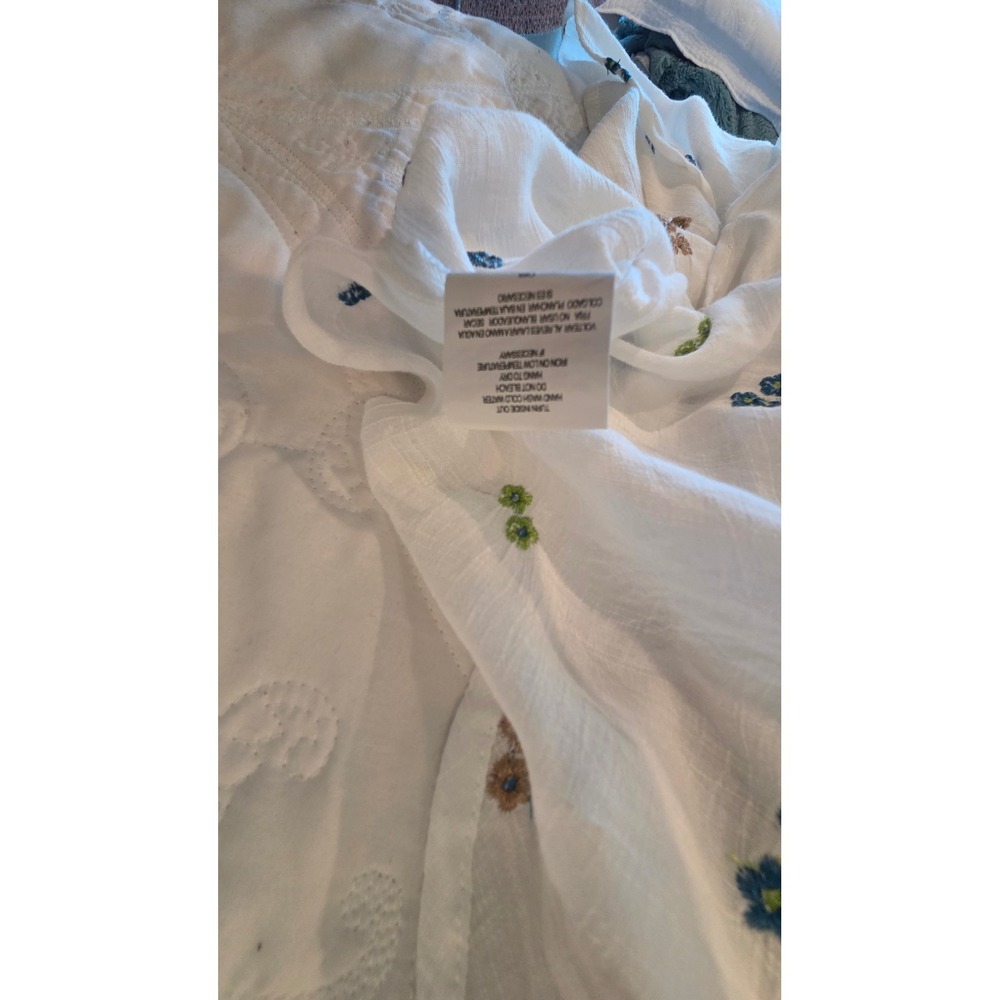 FIGUEROA & FLOWER White Floral Embroidered‎ Button Up Shirt XL - Picture 7 of 11